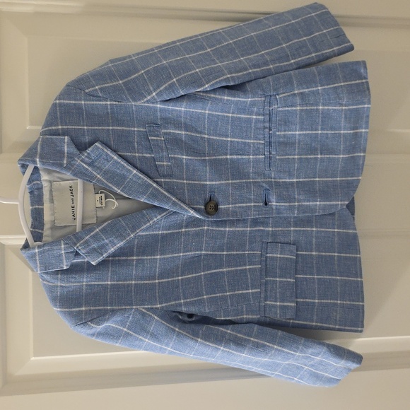 Janie & Jack Windowpane Linen Cottom Blazer - Picture 2 of 4